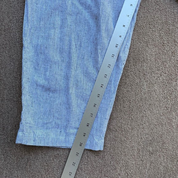 goddess gear linen cotton cropped pants gray white stripe S wide leg lagenlook - Picture 7 of 10